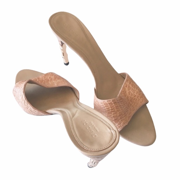 Tom Ford Gucci ♚ Gold Bamboo Kitten Heels ♚ Pink - Picture 7 of 15